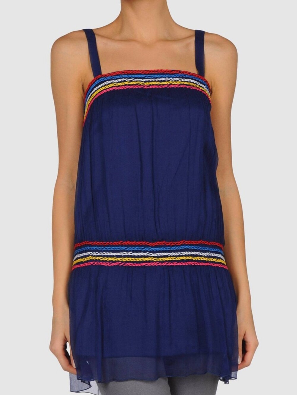 Love Moschino Navy Sleeveless Boho Tunic with Multicolor Trim